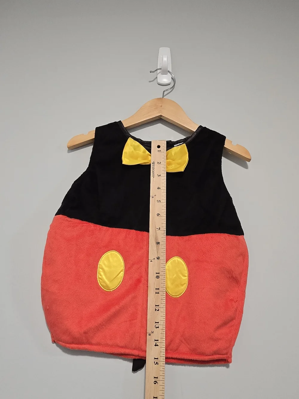 Disney Baby Mickey Costume Black Tunic with Yellow and Green Label Accents.